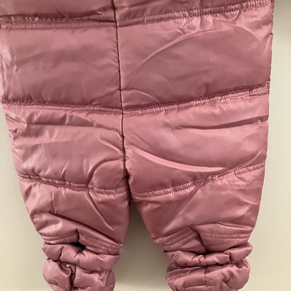 NEW FIRST IMPRESSIONS Baby Girl Bow Faux Fur Trim Mauve Pink Snowsuit. SZ 3-6 mo - Picture 11 of 11